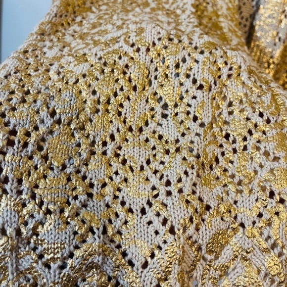 Charter Club Sweater Women L Tan Floral Cardigan Retro Western Boho Festival 80s - Picture 3 of 9